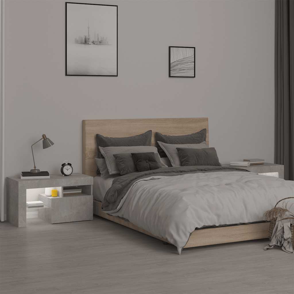 Vidaxl Szafki Z Oświetleniem Led, 2 Szt., Szarość Betonu, 70X36,5X40Cm