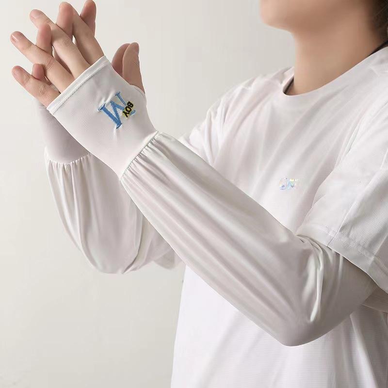

1 Pair Men Ice Arm Sleeves Sunscreen Elastic Driving Gloves Outdoor Uv Protection Arm Sleeves Lightweight Cool Muff белый