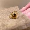Vintage Brown Stone Rings for Women Girls Sun Gold Color Irregular Opening Adjustable Finger Ring Party Aesthetic Jewelry Gift