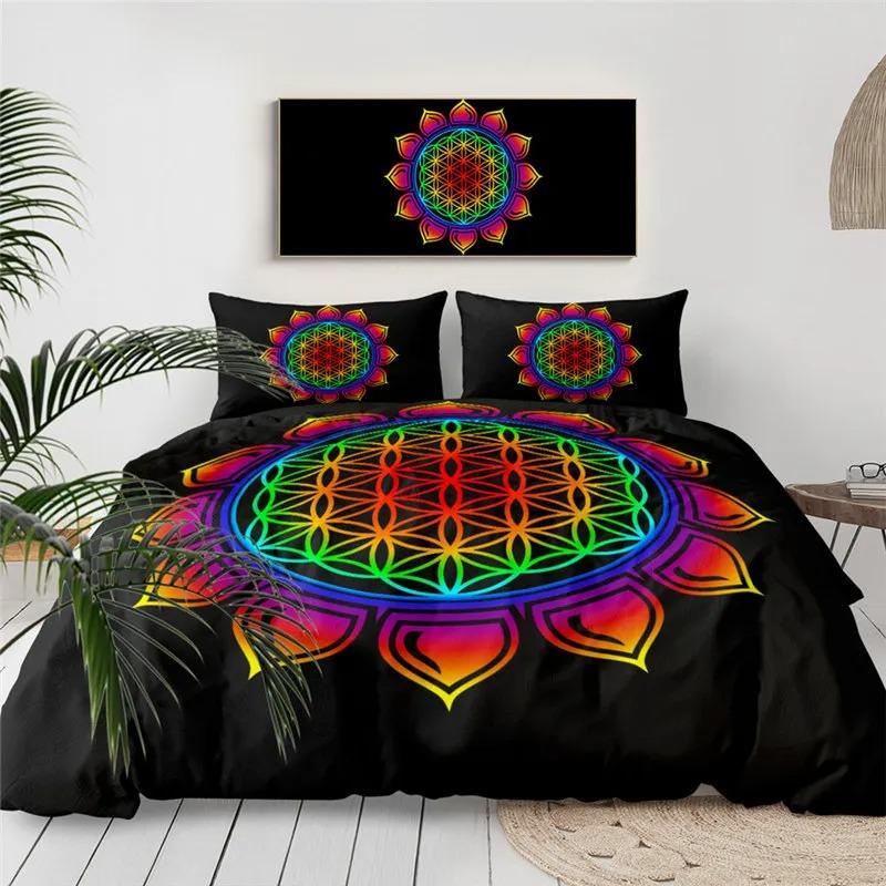 Comforter Flower Of Life Bohemia Mandala Mayan Calendar Comforter Abstract Sacred Geometry Theme Bedding Set S