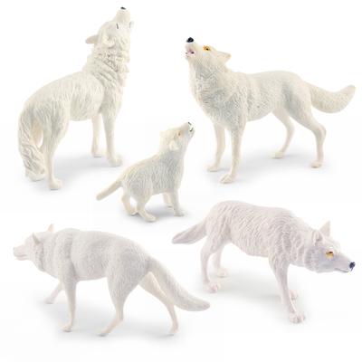 Simulation Static Forest Animal White Wolf Model Wolf Cub Arctic Wolf Growling Wolf Static Ornament Set Toy