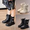 2024 Kinder Kurzstiefel für Mädchen Herbst Winter Neue Mode UK Stil Schick Weich Bequem Rutschfest Lässige Lederschuhe