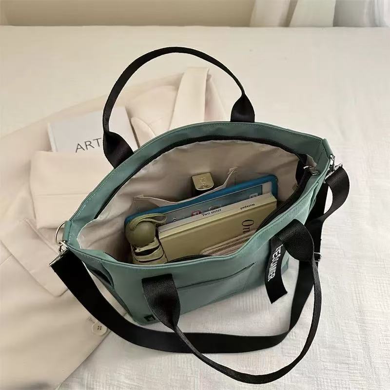 New Casual Tote Large Capacity Shoulder Bag Nylon Waterproof Canvas Handbag Simple Fashion Messenger Bags for Schoolgirl