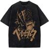 Guts Print Tshirt Berserk Anime Clothing Men Women Short Sleeve Cotton Tshirts Vintage Washed Tee Harajuku Oversized T Shirt