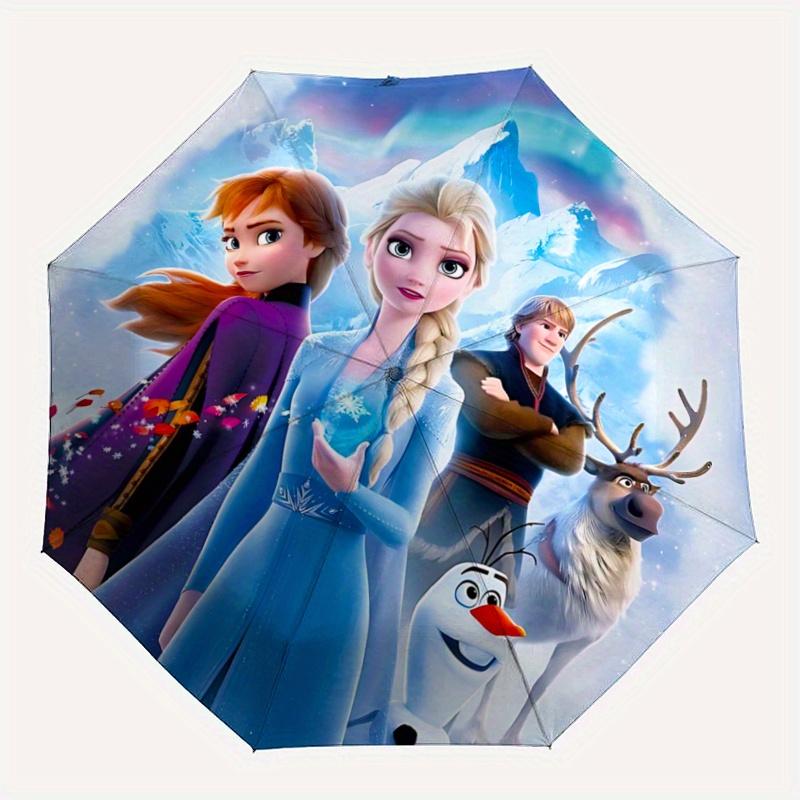 1pc Disney Frozen Elsa Automatic Opening/Closing Umbrella - Portable 3-Fold Design, 8-Bone Iron Frame, Outdoor Umbrella, Ideal Gift for Fans