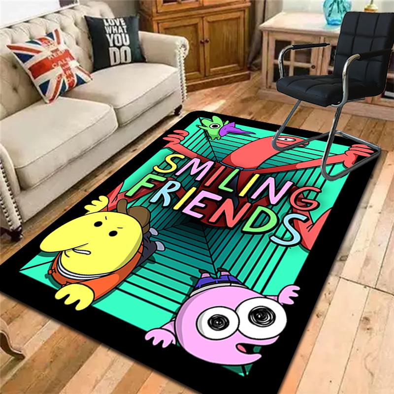 Anime Smiling Friends Rug Floor Mat for Living Room or Bedroom Soft and Comfortable Carpet a Gift for Birthday and Holiday.