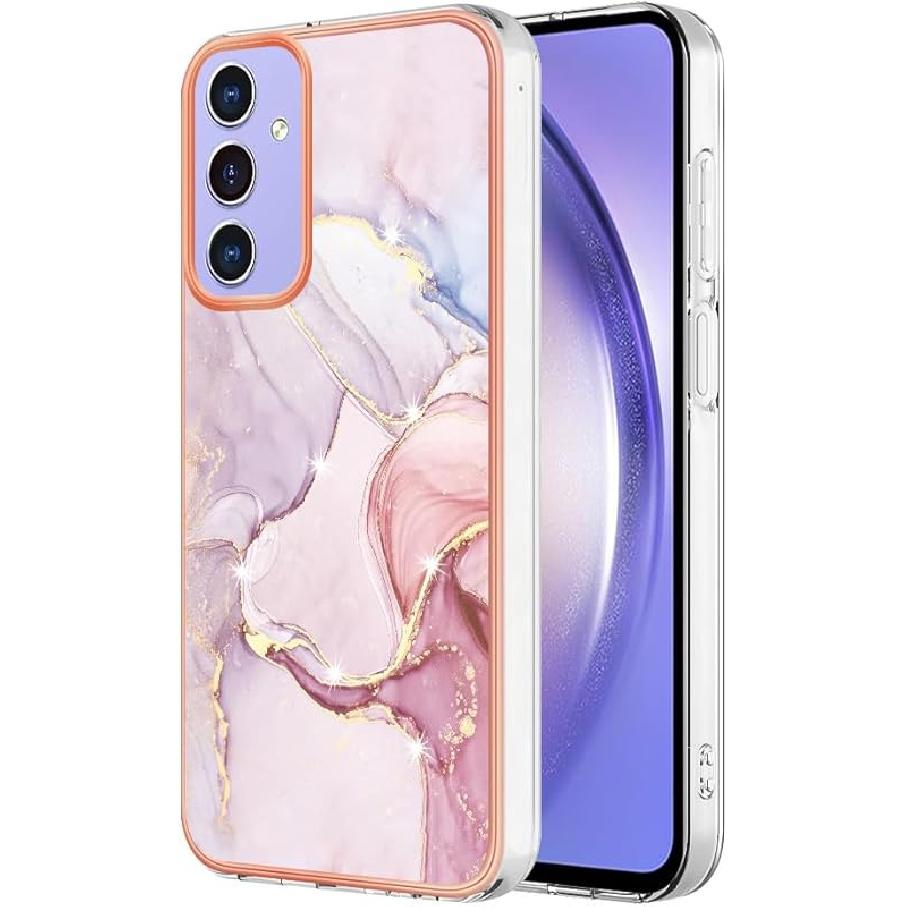 

Compatible with Samsung Galaxy S24 FE, TPU Soft Case Slim Cute Men Women Girly Silicone Shockproof Flexible Bumper Protective Cover for Galaxy S24 FE Marble Rose Gold