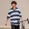 LiNing Weekend Youth Casual Comfortable Striped Polo Shirt Unisex Polo Shirts Deep-Navy APLU235-1