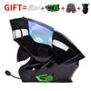 Bluetooth-Enabled Full Face Motorcycle Helmet With Dual Visors DOT 3C Certified All-Season Flip-Up Design Men Women