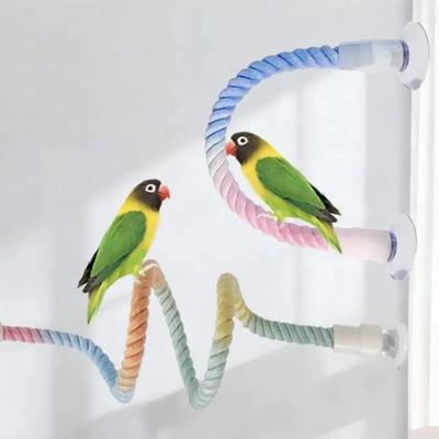 Cotton Rope DIY Bendable Perch for Birds Comfortable Grip Easy To Install Suction Cup Bird Climbing Rope Chew-Proof Stable