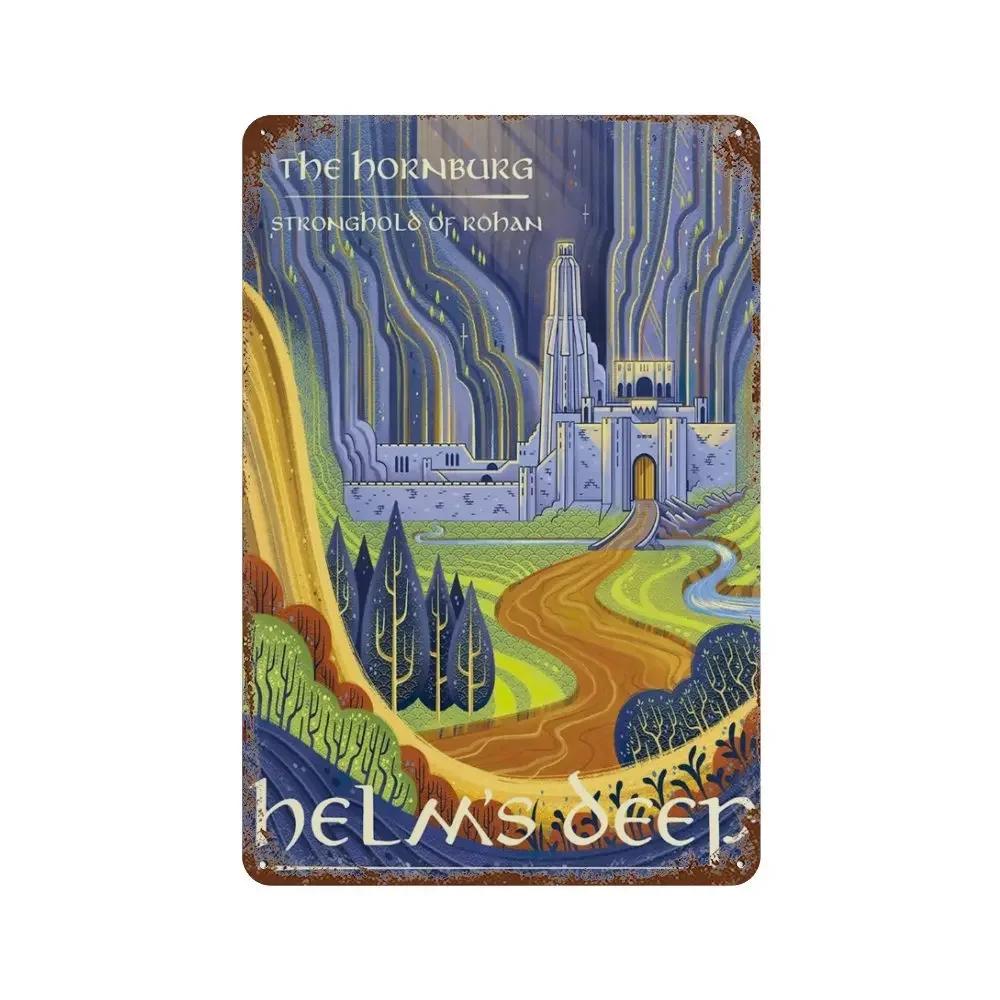 

Абстрактное кольцо Искусство ретро-постер путешествия металлическая жестяная табличка табличка винтажный фильм замок Мордор Лорд магия стена детская спальня домашний декор 20x30cm