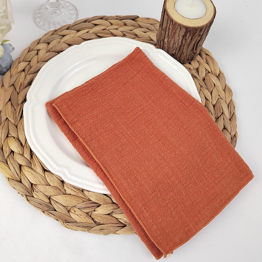 40x40cm Raw Fringed Trim Cloth Napkins Cotton Fabric Soft Reusable Retro Burrs Tea Towel Rustic Wedding Parties Decor