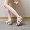 Summer leather sandals women open-toed women Velcro smiley casual shoes Doudou shoes