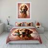 Golden Retriever with Rose Bedding Duvet Cover Set  (1*Duvet Cover 2*Pillowcases, without duvet insert)