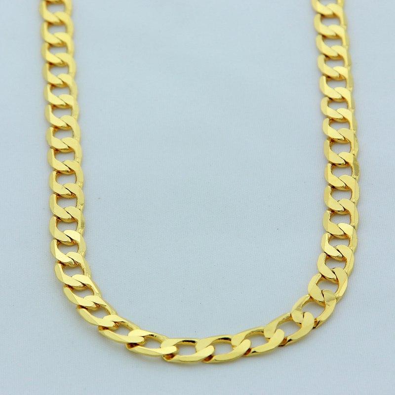 Gold Filled 10mm 50-75cm Men Figaro Hip Hop Gold Necklace Chains Male Boys High Quality Jewelry Gift