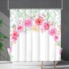 Green Plant Waterproof and Mildew-proof Polyester Bathroom Shower Curtain Shower Curtain Partition Curtain Free of Punching