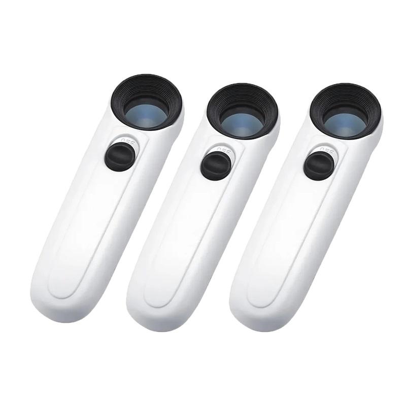 40X Handheld Magnifier With Two LED Lights For Jewelry Identification Diamond Jade HD Magnifying Glass