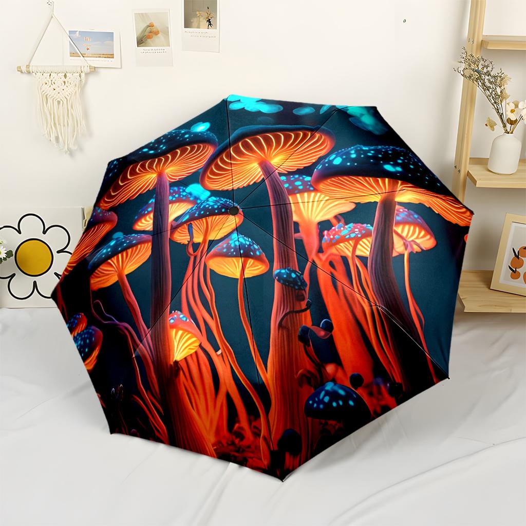 Mystic Forest Mushrooms Glow 8 Ribs Compact Design Perfect for Outdoor Adventures Outdoor Accessory
