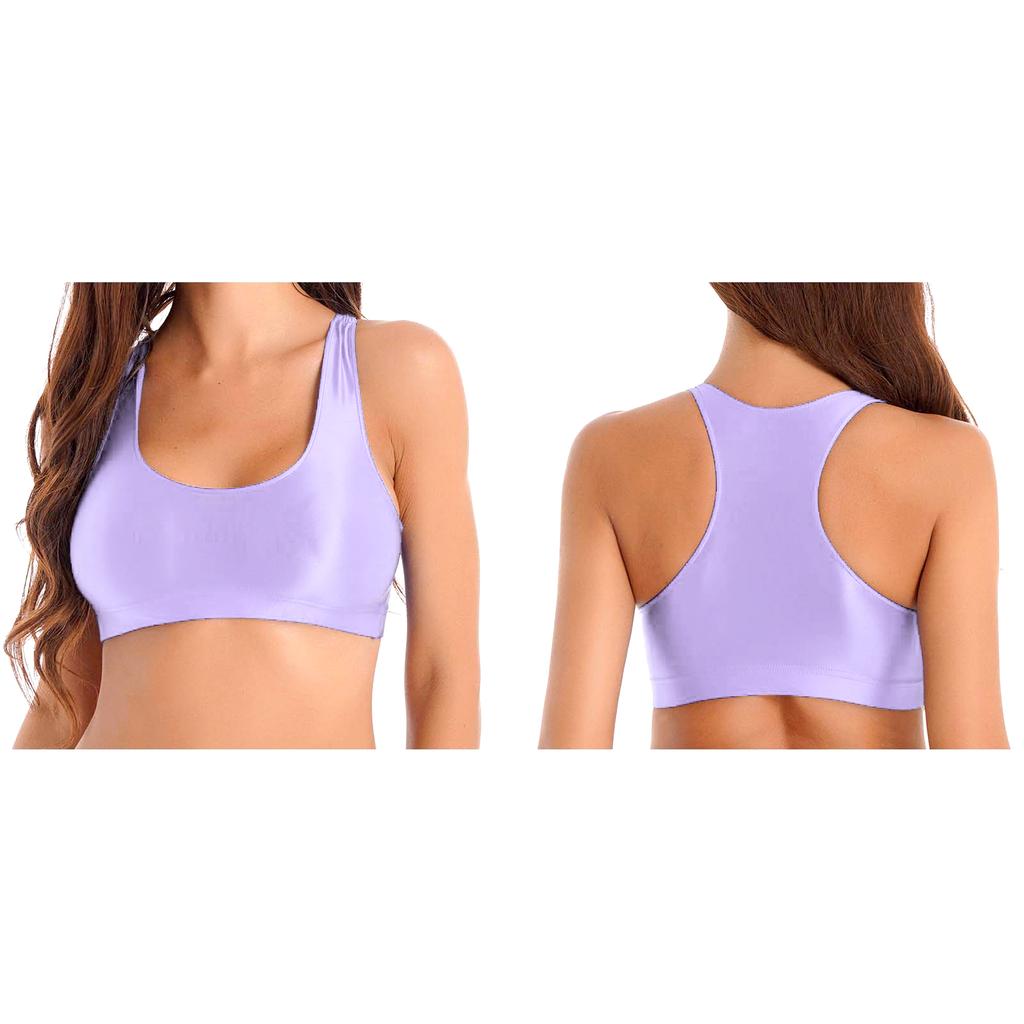 Maiuri de damă lucioase cu decolteu în U, de culoare solidă, fără mâneci, pentru sport, fitness, yoga