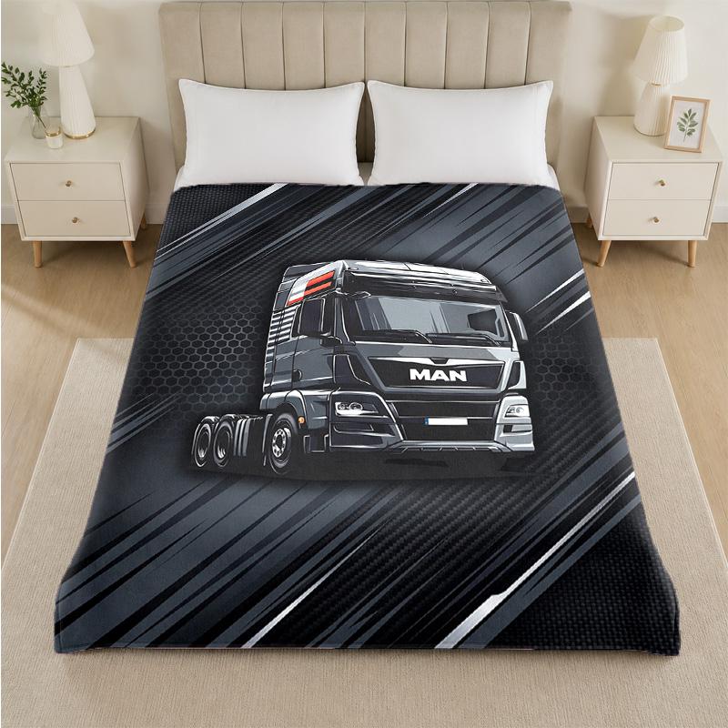 man truck Print Flannel Blanket Cozy Lightweight Plush Throw Blanket For Bed Sofa Household Use