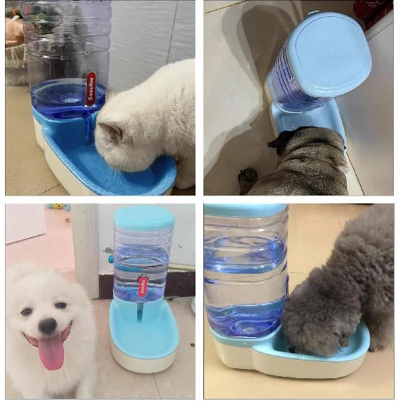 kathson Gravity Dog Water Dispenser Automatic Cat Drinking Water Station 1 Gallon Large Capacity Puppy Water Bowl for Small and Medium Dogs Cats Blue