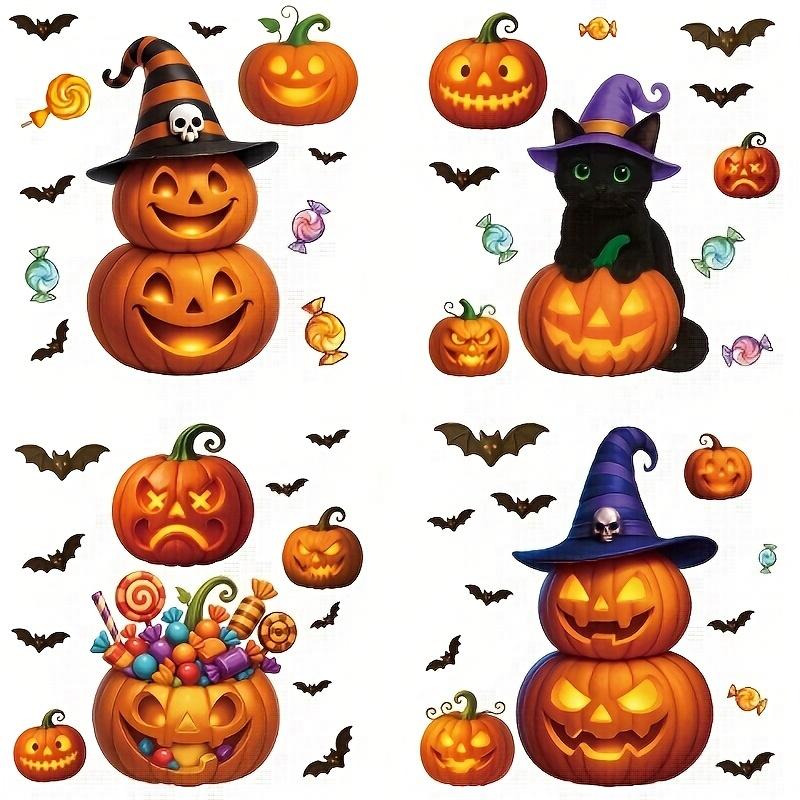 New Halloween Pumpkin Window Stickers Cartoon Candy Pumpkin Lantern Black Cat Ghost Stickers Ghost Festival Happy Halloween Day