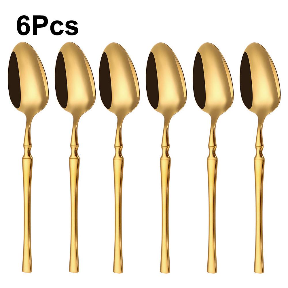 6/24/30Pcs Gold Thin Cutlery Stainless Steel Tableware Western Dinner Set Solid Color Knife Fork Spoon Mirror Kitchen Utensils
