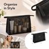 Triangular Mesh Clear Cosmetic Bag with Zipper, Portable Makeup Pouch for Travel and Daily Use