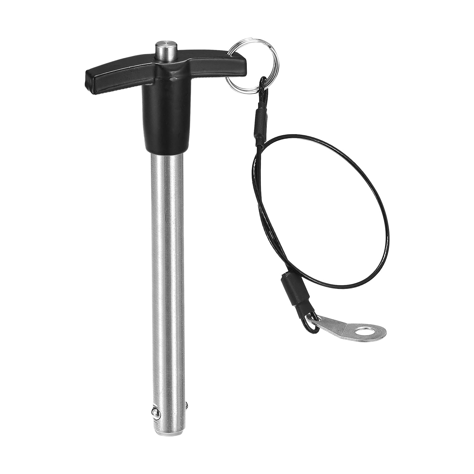 

uxcell Штифт-замок з Т-подібною ручкою, діаметр штифта 15/32 , довжина 3-15/16 , штифт з кнопкою швидкого вивільнення з нержавіючої сталі з тросом-шнурком (12мм-100мм)