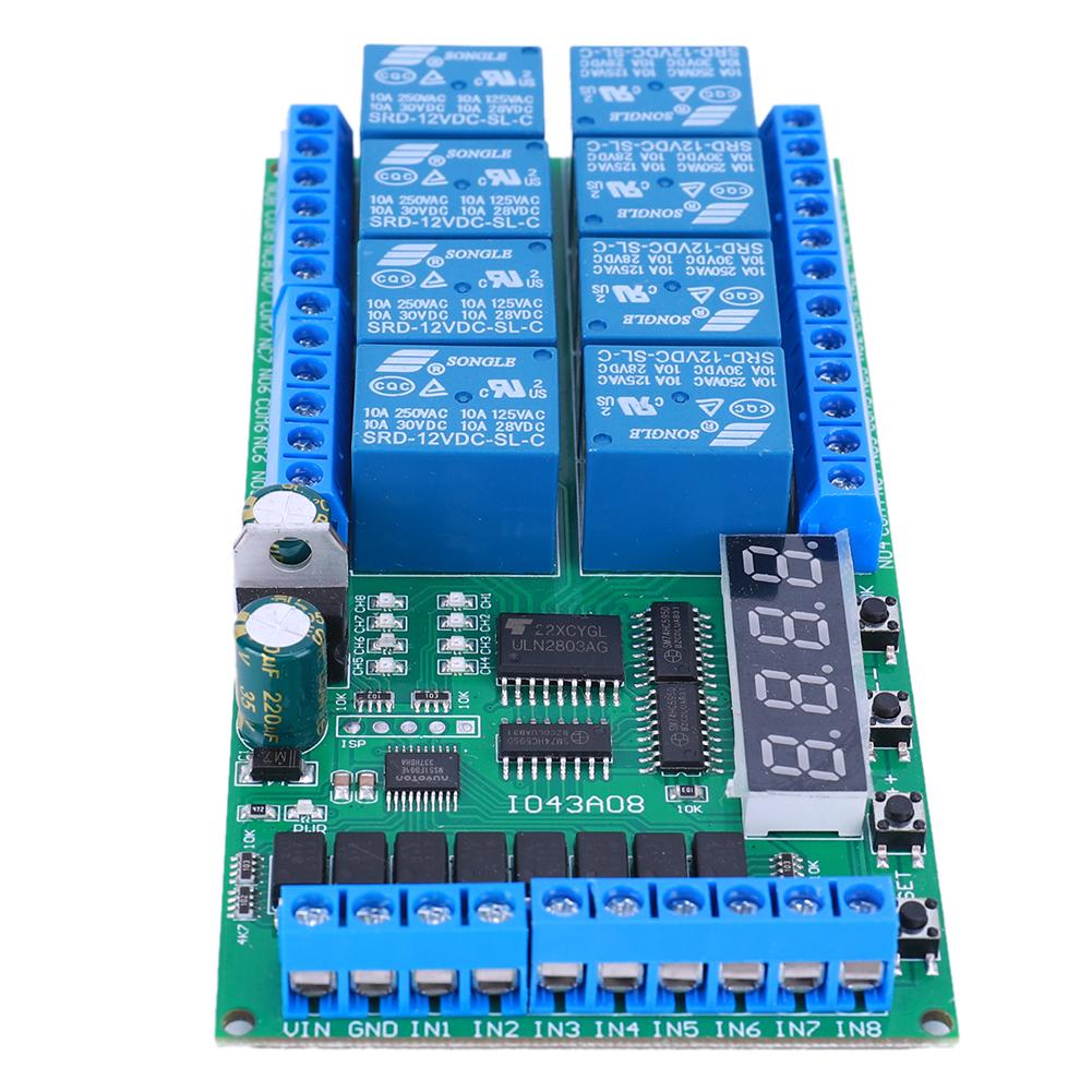 DC 12V 8 Channels Multifunction Timer Time Switch Relay Module Timing Cycle Interlock Self-locking Momentary Bistable