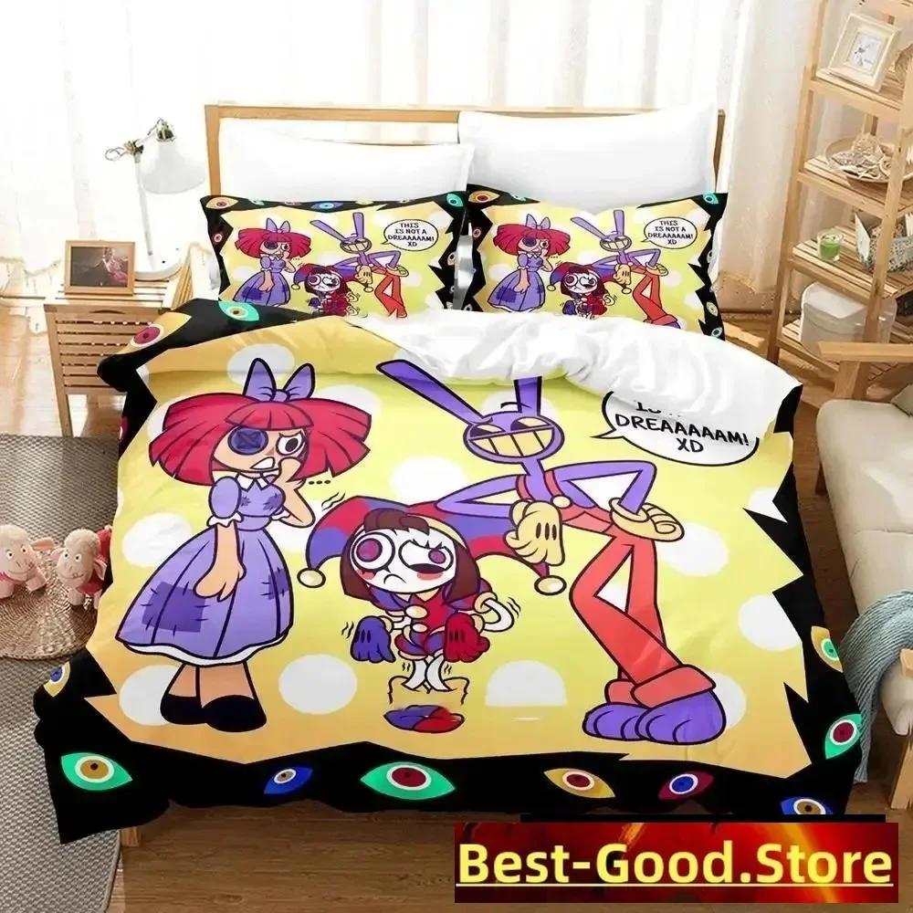 3D Erstaunliches Cartoon Digitaler Zirkus Bettwäsche Set Bettbezug Voll Queen King Größe Kissenbezug Bedruckt Erwachsener Kind Schlafzimmer Einzel Doppel