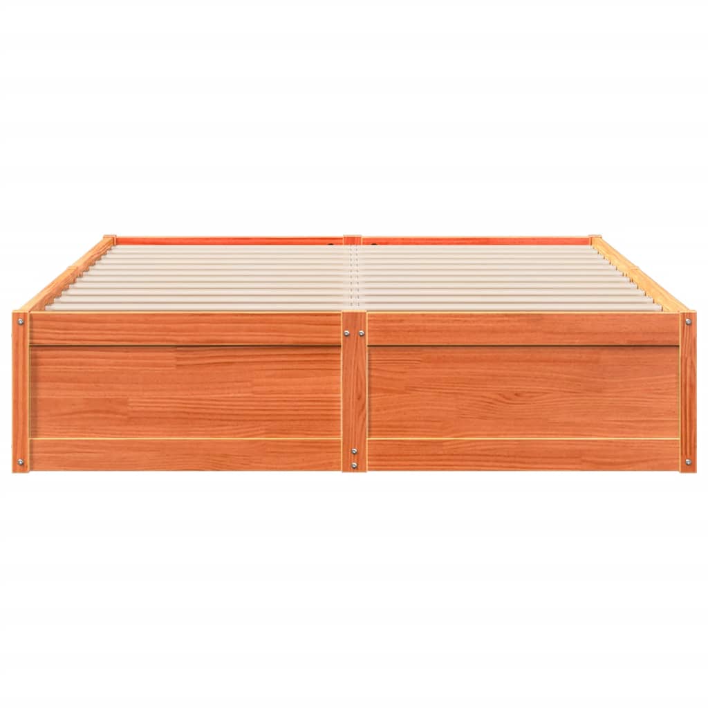 Vidaxl Bed Without Mattress, Waxed Brown, 140X200 Cm, Pine Wood