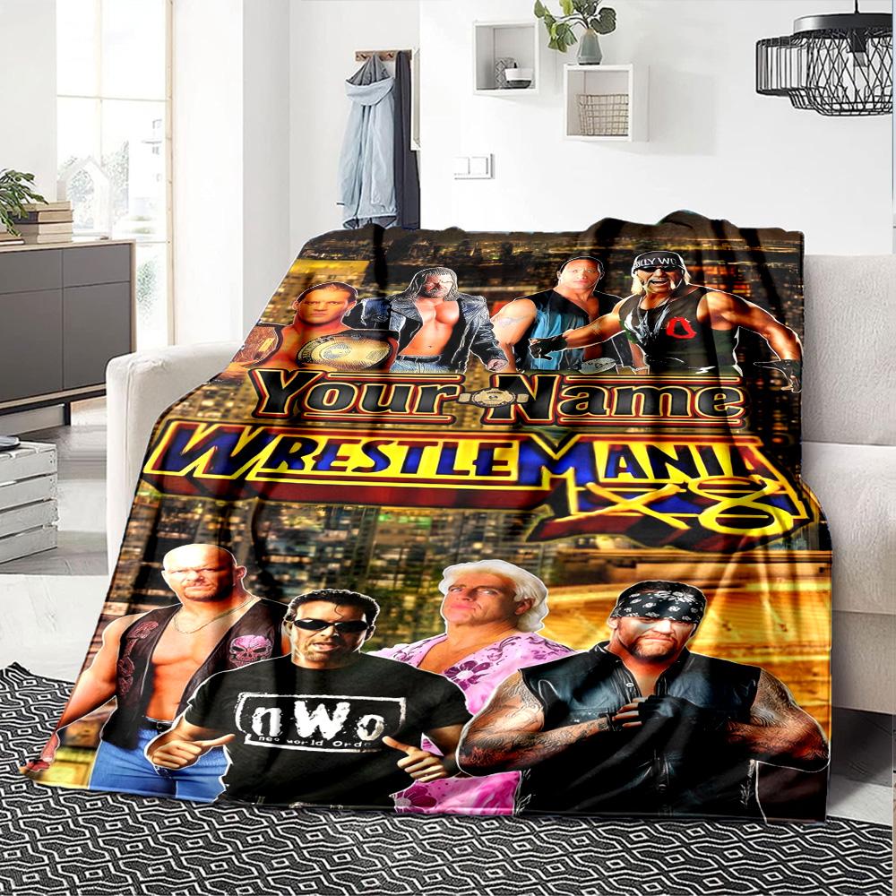 Wrestlemania Customize Text Blanket Throw Personalized Blanket Warmthful Decor Great for Bed Chair Bedding Home Decor for All Occasions
