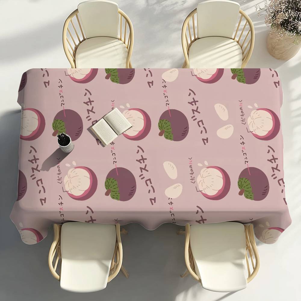 Fruit Mangosteen Table Cloth Home Party Picnic Dining Room Kitchen Patios Stain-Proof Polyester Table Cloth