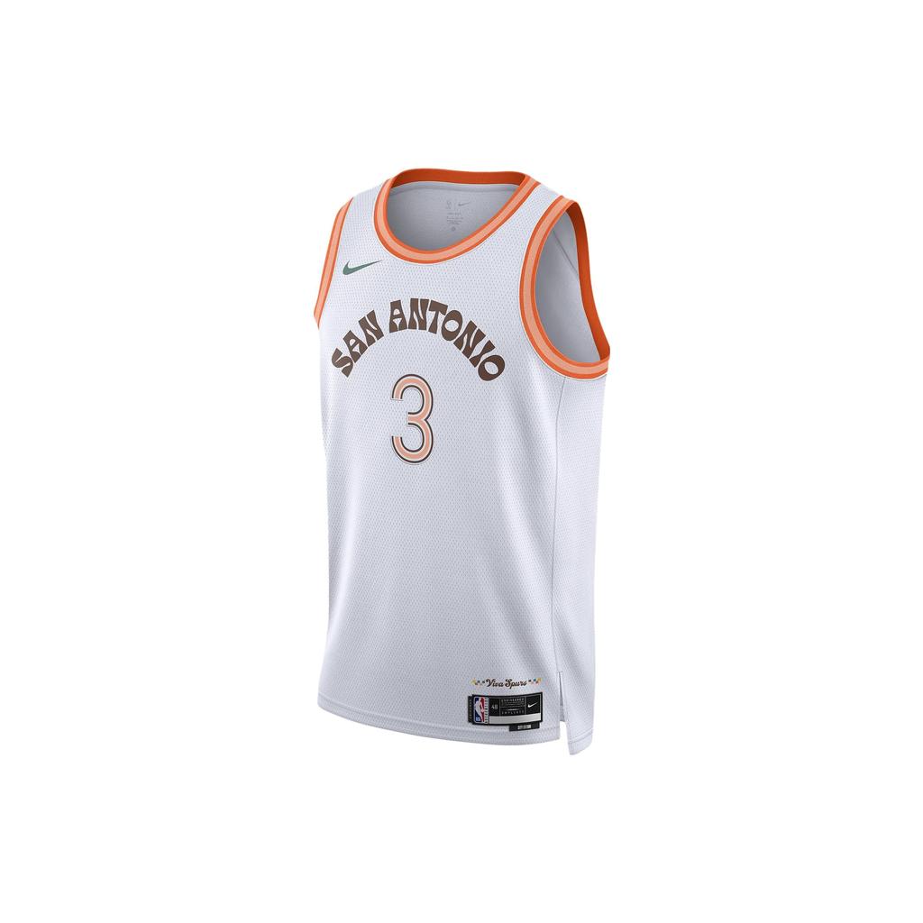 Nike Dri-Fit Alphanumeric Print Colorblock Basketball Jersey, Spurs Fan Edition, 2023/24 Season, Keldon Johnson No. 3 Men Tops White DX8519-100
