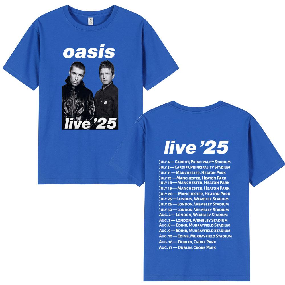 Rock Band O-Oasis Live 25 Tour T-Shirts Mens Women Summer Casual O-Neck Short Sleeve T Shirt Fans Gift Fashion Vintage Tee Shirt