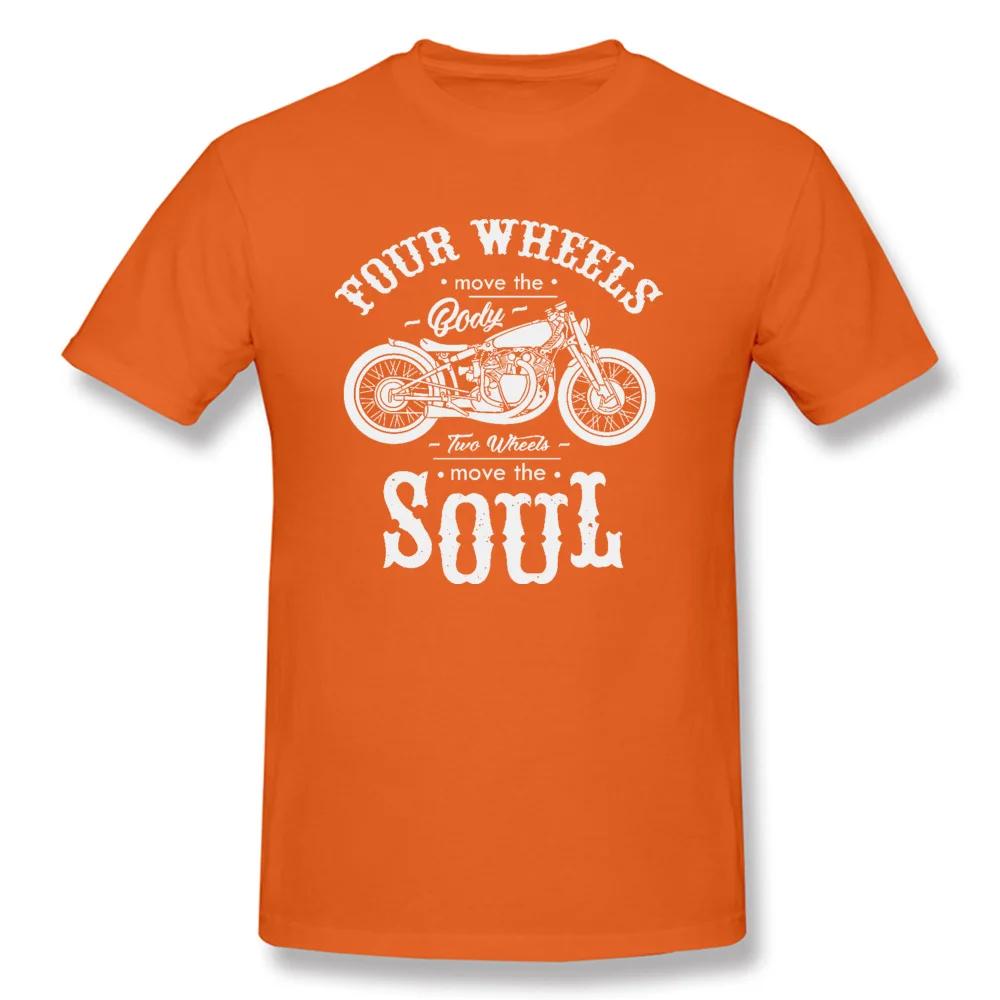 Vintage Motobike Rider Cycle Male Tops & Tees Motorcycle Tshirt Black Four Wheel Move The Body Two Wheels Move The Soul