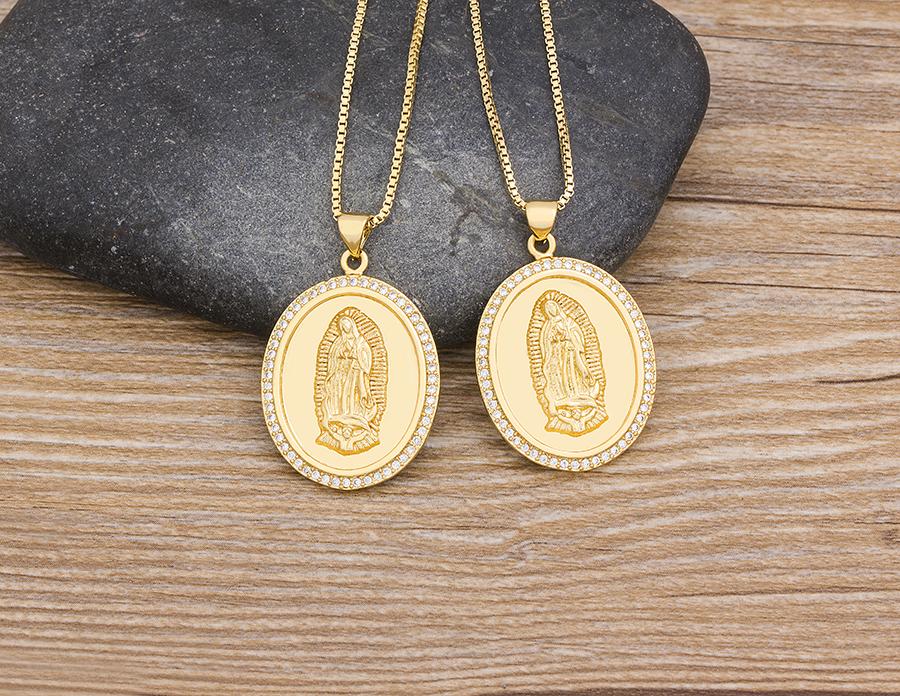 Nidin New Arrival 10 Styles Copper CZ Virgin Mary Necklaces For Women Men Crystal Necklace Long Chain Catholic Jewelry Gifts