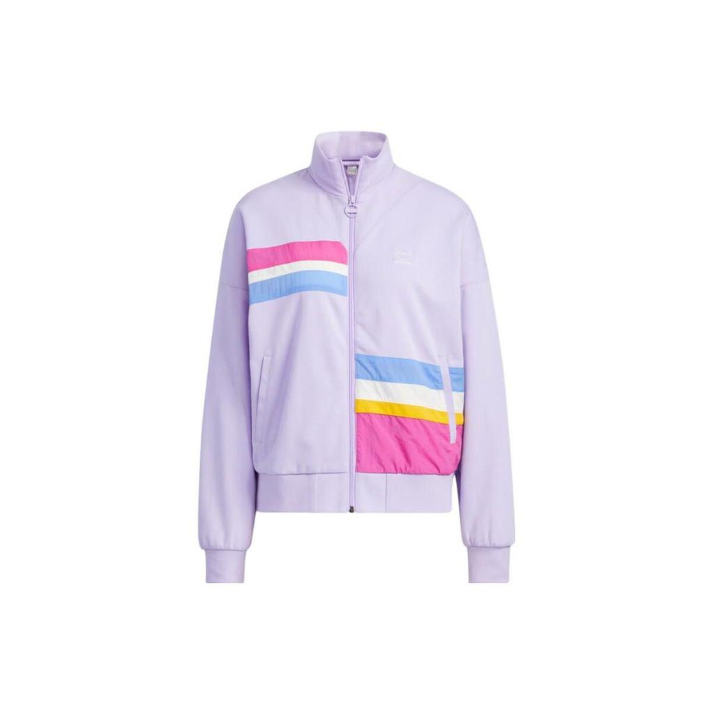Adidas Neo Loose Fit Retro Color Block Stand Collar Jacket Women Jackets Purple IA5335
