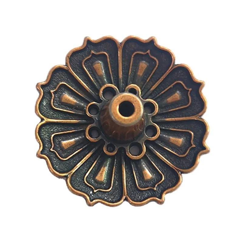1PCS Lotus Alloy Incense Burner Stick Holder Home Buddhism Line Incense Plate Sandalwood Coil Base Temples Delicate Home Decor
