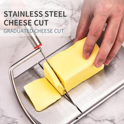 Stainless Steel Cheese Slicer Cutter Board for Block Cheese Butter Vegetables Precise Grid
