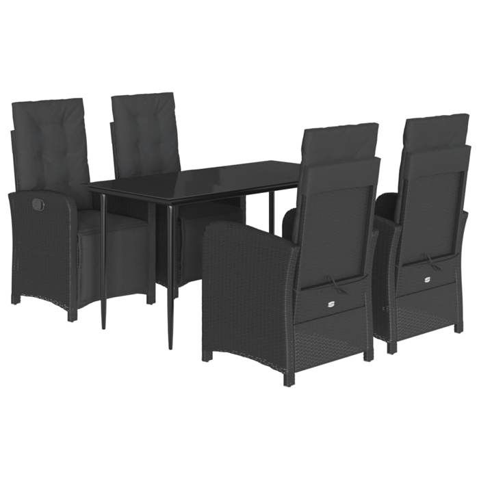 VidaXL Ensemble à Manger de Jardin avec Coussins 5 pcs, Table et Chaises avec Dossier et Repose-pied Réglables, Meubles 3212530
