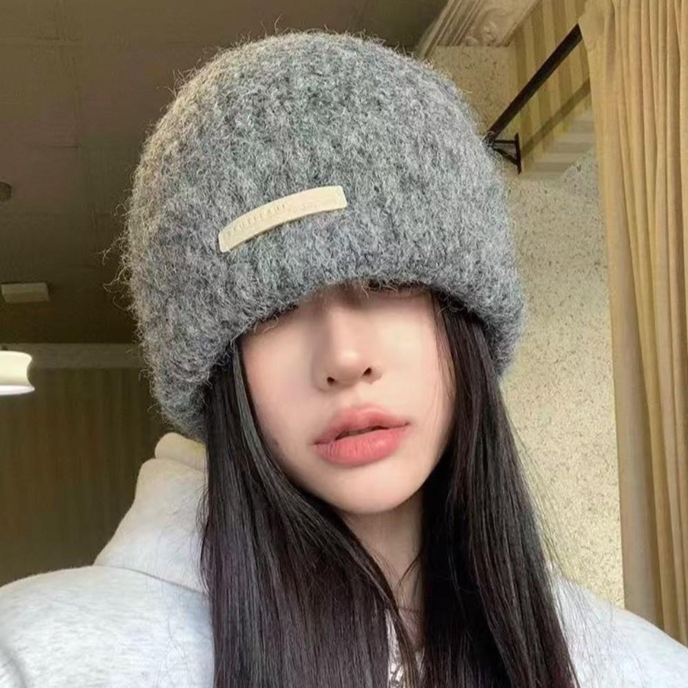 All-match Plush Woolen Hat Korean Style Brimless Beanie Cap Personality Knitted Pullover Hat  Girls