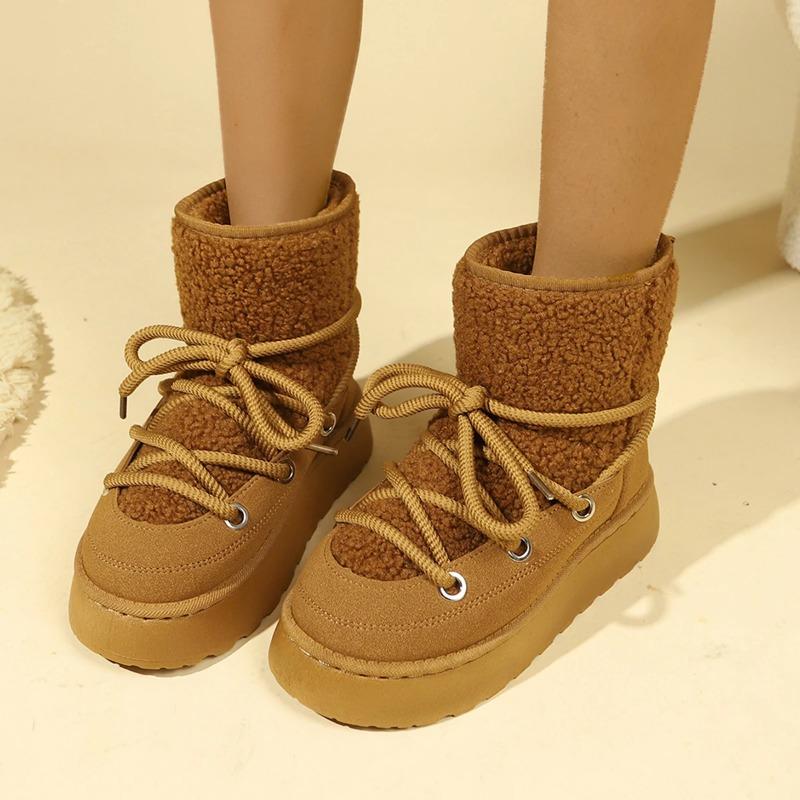 Modne, ciepłe i odporne na zimno damskie buty zimowe 2025 nowy sznurowany design damskie buty na platformie wodoodporne antypoślizgowe modne krótkie buty