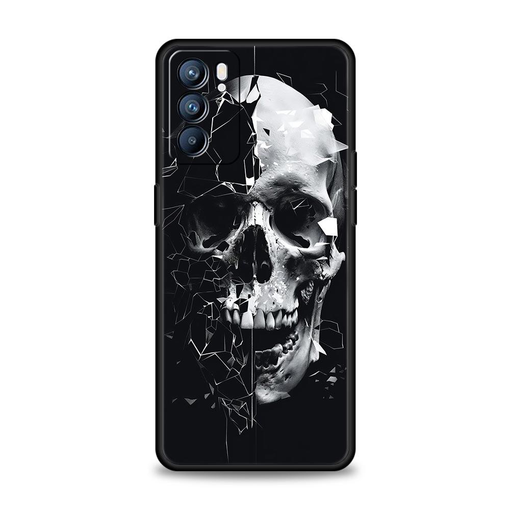 

Phone Case Cover For Oppo A17 A31 A54 A57 A78 A79 Find X5 X6 Reno 7 8 10 11 12 13 F Pro 5G Soft TPU Shell Terror Black Skull Bag oppo A98 5G