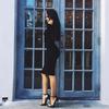Sexy Round Neckline Skirt Fashion Long-sleeved Mini Dress Tight-fitting Hip Skirt Top Brand Cheap Clothing