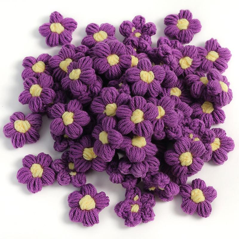 10pcs Hand-knitted Flower Applique Sew r For Clothes Shoes Hats Craft Diy Hair Clip Wedding Hats Decorative Accessories