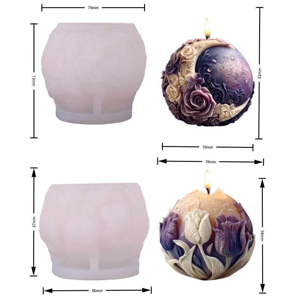 1PC Moon Flower Aromatherapy Candle Silicone Mold DIY Flower Relief Expanded Fragrance Gypsum Ornament Grinding Tool