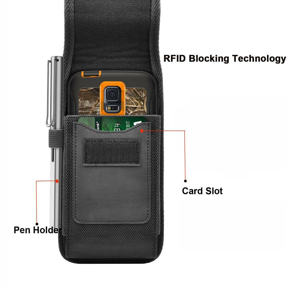 Men Phone Holster Cellphone Loop Holster Belt Clip Waist Bag Oxford Cloth Wallet Card Holder Running Travel Camping Phone Pouch