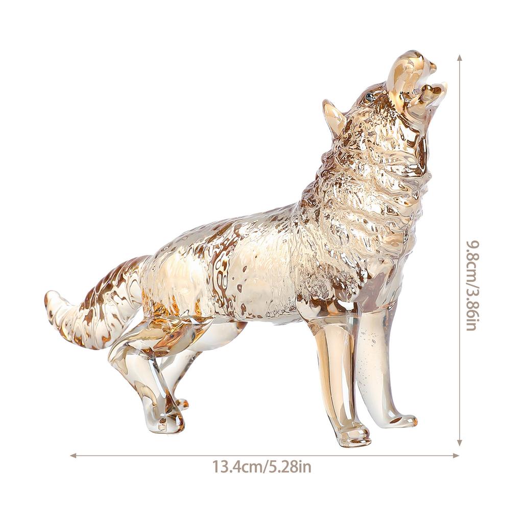 Crystal Glass Wolf Figurine Howling Wolf Statue Hand Glass Animal Sculpture Collectible Paperweight